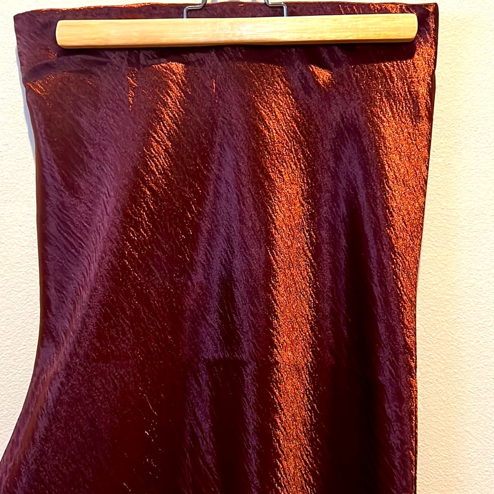 Banana Republic shiny dark red/burgundy midi skirt